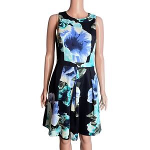Vince Camuto Fit And Flare Dress 6 Sleeveless Floral Career Summer Resort Wear